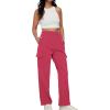 imageTrendy Queen Womens Cargo Sweatpants Wide Leg Baggy Fleece High Waisted Sweats Pants Winter Clothes with PocketsWatermelonred