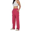 imageTrendy Queen Womens Cargo Sweatpants Wide Leg Baggy Fleece High Waisted Sweats Pants Winter Clothes with PocketsWatermelonred