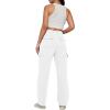 imageTrendy Queen Womens Cargo Sweatpants Wide Leg Baggy Fleece High Waisted Sweats Pants Winter Clothes with PocketsWhite