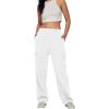 imageTrendy Queen Womens Cargo Sweatpants Wide Leg Baggy Fleece High Waisted Sweats Pants Winter Clothes with PocketsWhite