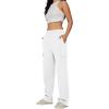imageTrendy Queen Womens Cargo Sweatpants Wide Leg Baggy Fleece High Waisted Sweats Pants Winter Clothes with PocketsWhite