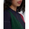 imageTrendy Queen Womens Color Block Argyle Plaid Oversized Chunky Knit Crewneck Sweaters 2025Navy Green