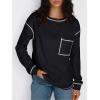 imageTrendy Queen Womens Crewneck Sweatshirts Long Sleeve Shirts Lightweight Sweaters Fall Tops Fashion Outfits 2025Black