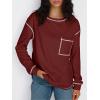 imageTrendy Queen Womens Crewneck Sweatshirts Long Sleeve Shirts Lightweight Sweaters Fall Tops Fashion Outfits 2025Winered