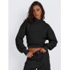 imageTrendy Queen Womens Cropped Hoodie Long Sleeve Sweatshirts Fall Fashion 2024 Casual Y2k Outfits Winter ClothesBlack