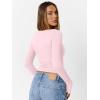 imageTrendy Queen Womens Double Lined Square Neck Long Sleeve Slightly Crop Slim Fit Tops Casual Layer Basic Tee Shirts 2025Pink