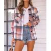imageTrendy Queen Womens Flannel Shacket Casual Jacket Plaid Button Down Long Sleeve Shirt Fall Winter OutfitsBluepink