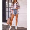 imageTrendy Queen Womens Flannel Shacket Casual Jacket Plaid Button Down Long Sleeve Shirt Fall Winter OutfitsBluepink