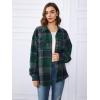 imageTrendy Queen Womens Flannel Shacket Casual Jacket Plaid Button Down Long Sleeve Shirt Fall Winter OutfitsGreen