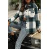 imageTrendy Queen Womens Flannel Shacket Casual Jacket Plaid Button Down Long Sleeve Shirt Fall Winter OutfitsLightgreen