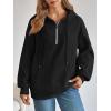 imageTrendy Queen Womens Hoodies Fleece Fashion Half Zip Sweatshirts Cute Y2k Fall Clothes 2025Black