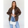 imageTrendy Queen Womens Leather Jackets Oversized Faux Motorcycle Plus Size Moto Biker Coat Fall Outfits Fashion Clothes 2025Brown