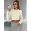 imageTrendy Queen Womens Long Sleeve Crop Tops Basic Slim Fitted Shirts Fashion 2025 Going Out Y2k Tops Teen Girl ClothesApricot