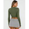 imageTrendy Queen Womens Long Sleeve Crop Tops Basic Slim Fitted Shirts Fashion 2025 Going Out Y2k Tops Teen Girl ClothesArmy Green