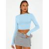 imageTrendy Queen Womens Long Sleeve Crop Tops Basic Slim Fitted Shirts Fashion 2025 Going Out Y2k Tops Teen Girl ClothesBaby Blue
