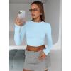 imageTrendy Queen Womens Long Sleeve Crop Tops Basic Slim Fitted Shirts Fashion 2025 Going Out Y2k Tops Teen Girl ClothesBaby Blue