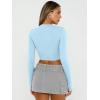 imageTrendy Queen Womens Long Sleeve Crop Tops Basic Slim Fitted Shirts Fashion 2025 Going Out Y2k Tops Teen Girl ClothesBaby Blue