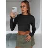 imageTrendy Queen Womens Long Sleeve Crop Tops Basic Slim Fitted Shirts Fashion 2025 Going Out Y2k Tops Teen Girl ClothesBlack
