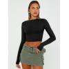 imageTrendy Queen Womens Long Sleeve Crop Tops Basic Slim Fitted Shirts Fashion 2025 Going Out Y2k Tops Teen Girl ClothesBlack