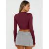 imageTrendy Queen Womens Long Sleeve Crop Tops Basic Slim Fitted Shirts Fashion 2025 Going Out Y2k Tops Teen Girl ClothesBurgundy