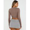 imageTrendy Queen Womens Long Sleeve Crop Tops Basic Slim Fitted Shirts Fashion 2025 Going Out Y2k Tops Teen Girl ClothesCoffee Grey