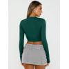 imageTrendy Queen Womens Long Sleeve Crop Tops Basic Slim Fitted Shirts Fashion 2025 Going Out Y2k Tops Teen Girl ClothesDark Green