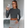 imageTrendy Queen Womens Long Sleeve Crop Tops Basic Slim Fitted Shirts Fashion 2025 Going Out Y2k Tops Teen Girl ClothesGray