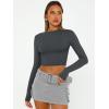 imageTrendy Queen Womens Long Sleeve Crop Tops Basic Slim Fitted Shirts Fashion 2025 Going Out Y2k Tops Teen Girl ClothesGray