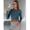 imageTrendy Queen Womens Long Sleeve Crop Tops Basic Slim Fitted Shirts Fashion 2025 Going Out Y2k Tops Teen Girl ClothesHaze Blue