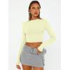 imageTrendy Queen Womens Long Sleeve Crop Tops Basic Slim Fitted Shirts Fashion 2025 Going Out Y2k Tops Teen Girl ClothesLemon Yellow