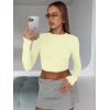 imageTrendy Queen Womens Long Sleeve Crop Tops Basic Slim Fitted Shirts Fashion 2025 Going Out Y2k Tops Teen Girl ClothesLemon Yellow