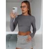 imageTrendy Queen Womens Long Sleeve Crop Tops Basic Slim Fitted Shirts Fashion 2025 Going Out Y2k Tops Teen Girl ClothesLight Gray