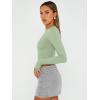 imageTrendy Queen Womens Long Sleeve Crop Tops Basic Slim Fitted Shirts Fashion 2025 Going Out Y2k Tops Teen Girl ClothesLight Green