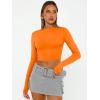 imageTrendy Queen Womens Long Sleeve Crop Tops Basic Slim Fitted Shirts Fashion 2025 Going Out Y2k Tops Teen Girl ClothesOrange