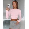imageTrendy Queen Womens Long Sleeve Crop Tops Basic Slim Fitted Shirts Fashion 2025 Going Out Y2k Tops Teen Girl ClothesPink