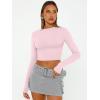 imageTrendy Queen Womens Long Sleeve Crop Tops Basic Slim Fitted Shirts Fashion 2025 Going Out Y2k Tops Teen Girl ClothesPink