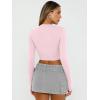 imageTrendy Queen Womens Long Sleeve Crop Tops Basic Slim Fitted Shirts Fashion 2025 Going Out Y2k Tops Teen Girl ClothesPink