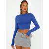 imageTrendy Queen Womens Long Sleeve Crop Tops Basic Slim Fitted Shirts Fashion 2025 Going Out Y2k Tops Teen Girl ClothesRoyal Blue