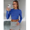 imageTrendy Queen Womens Long Sleeve Crop Tops Basic Slim Fitted Shirts Fashion 2025 Going Out Y2k Tops Teen Girl ClothesRoyal Blue