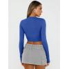 imageTrendy Queen Womens Long Sleeve Crop Tops Basic Slim Fitted Shirts Fashion 2025 Going Out Y2k Tops Teen Girl ClothesRoyal Blue