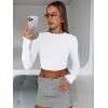imageTrendy Queen Womens Long Sleeve Crop Tops Basic Slim Fitted Shirts Fashion 2025 Going Out Y2k Tops Teen Girl ClothesWhite