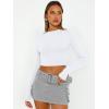 imageTrendy Queen Womens Long Sleeve Crop Tops Basic Slim Fitted Shirts Fashion 2025 Going Out Y2k Tops Teen Girl ClothesWhite