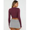 imageTrendy Queen Womens Long Sleeve Crop Tops Basic Slim Fitted Shirts Fashion 2025 Going Out Y2k Tops Teen Girl ClothesWine Red