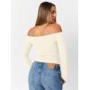 imageTrendy Queen Womens Long Sleeve Off The Shoulder Tops Going Out Cute Basic Y2K Fall Fashion 2025 Outfits ClothesApricot