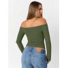imageTrendy Queen Womens Long Sleeve Off The Shoulder Tops Going Out Cute Basic Y2K Fall Fashion 2025 Outfits ClothesArmy Green