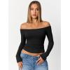 imageTrendy Queen Womens Long Sleeve Off The Shoulder Tops Going Out Cute Basic Y2K Fall Fashion 2025 Outfits ClothesBlack