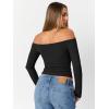 imageTrendy Queen Womens Long Sleeve Off The Shoulder Tops Going Out Cute Basic Y2K Fall Fashion 2025 Outfits ClothesBlack