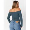 imageTrendy Queen Womens Long Sleeve Off The Shoulder Tops Going Out Cute Basic Y2K Fall Fashion 2025 Outfits ClothesBlue