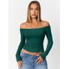 imageTrendy Queen Womens Long Sleeve Off The Shoulder Tops Going Out Cute Basic Y2K Fall Fashion 2025 Outfits ClothesGreen