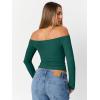 imageTrendy Queen Womens Long Sleeve Off The Shoulder Tops Going Out Cute Basic Y2K Fall Fashion 2025 Outfits ClothesGreen